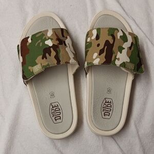 Hey Dude Kids Camouflage Slide Sandals - Green/Brown/Tan